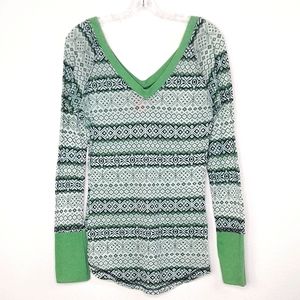 VTG Free People Aztec Pattern Print Thermal L